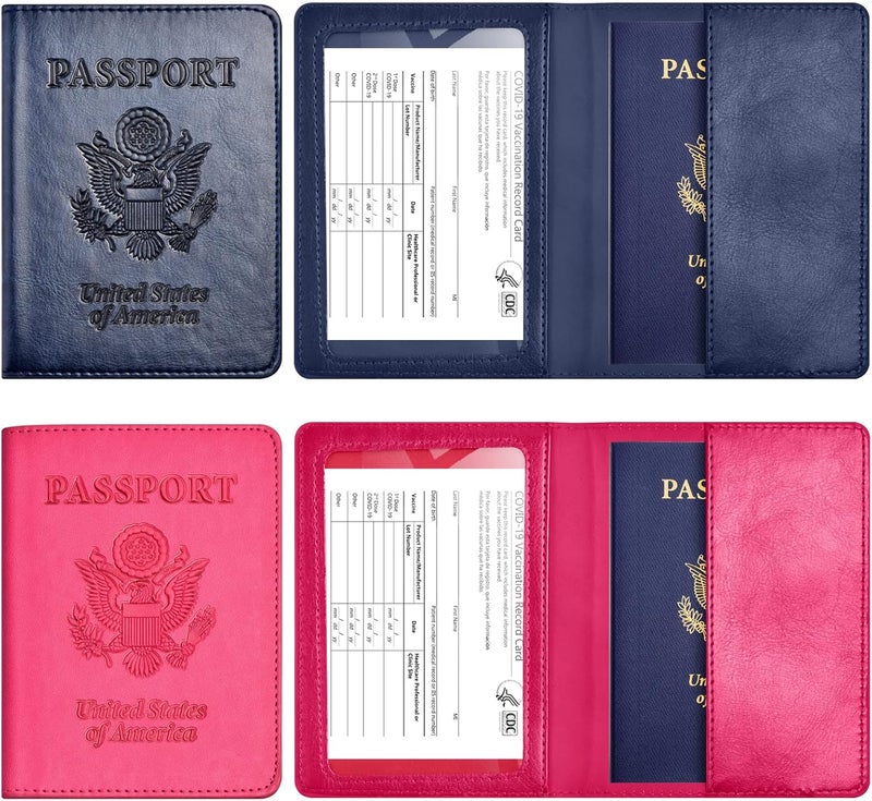 Eoehro Passport Holder for Travel Essentials-2Pack, Passport Wallet Cover Case for Travel Must Haves Accessories,Passport Book Holders for Women and Men - Image 2